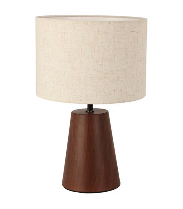 Table Lamp wood and beige 23x23x26cm