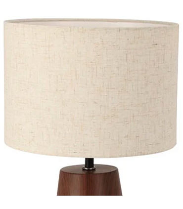 Lampe à poser conique céramique effet bois et abat-jour beige 23x23x26cm