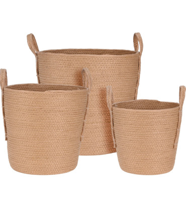 Set of 3 Round Baskets Seagrass