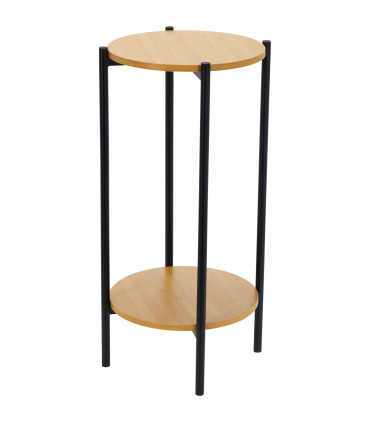 Side Table Wood and Metal Black 31x31x61cm