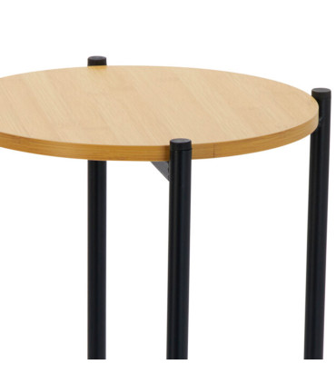 Side Table Wood and Metal Black 31x31x61cm