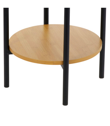 Side Table Wood and Metal Black 31x31x61cm