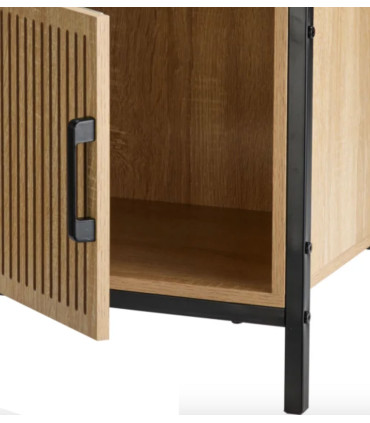 Night Stand wood and black metal 43x33x55cm