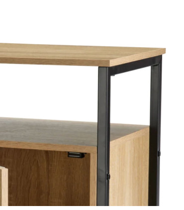 Night Stand wood and black metal 43x33x55cm