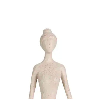 Set de 2 figurines femmes yoga en résine beige et noir 19x5x18.5cm