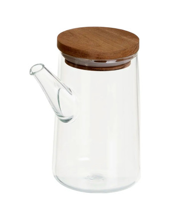 Set huile et vinaigre en verre avec support en bois d'acacia 300ml