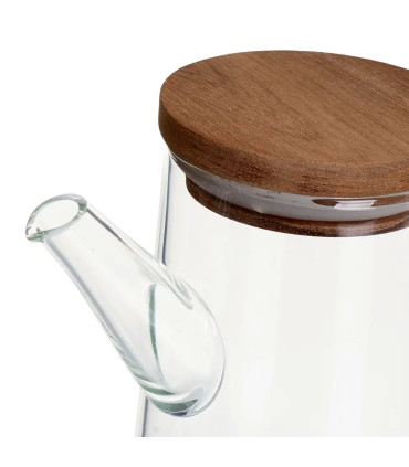 Set huile et vinaigre en verre avec support en bois d'acacia 300ml