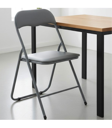 Chair foldable grey and black metal- 44x48x80cm