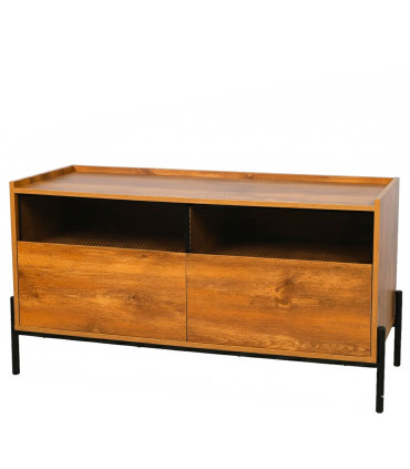 TV Stand Wood and Black Metal 119x40x63cm