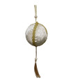Décoration sapin de noël à suspendre boule tissu velours blanc 5x5x9cm