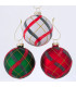 Set de 3 boules de Noël en verre rouge, vert, blanc 10x10cm