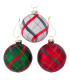 Set de 3 boules de Noël en verre rouge, vert, blanc 10x10cm