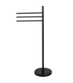 Porte serviette sur pied en métal noir 3 bras 42x22x85cm
