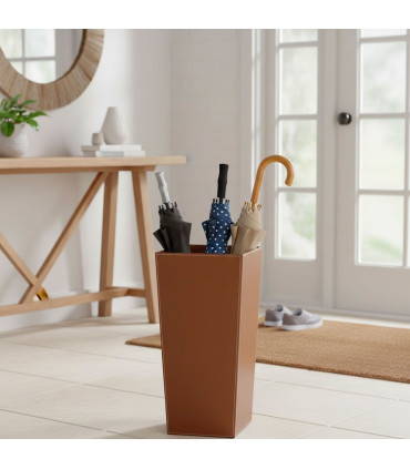 Umbrella Stand brown Fake leather 26x26x55cm