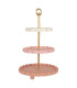 Plat de présentation 3 étages en métal rose et doré 30x30x50cm