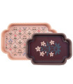 Set de 2 plateaux en bois rose et violet motif fleuri 46x30x5cm