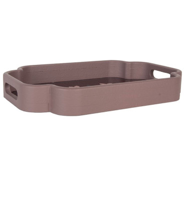 Set de 2 plateaux en bois rose et violet motif fleuri 46x30x5cm