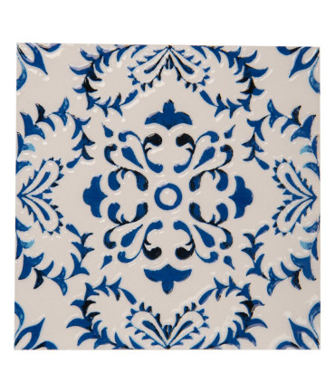 Dessous de plat en céramique bleu et blanc 15x15cm