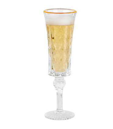 Champagne Flute transparent glass and gold 100ml