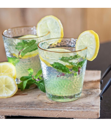 Verre à eau en verre transparent et liseré doré 300ml