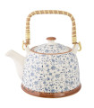 Théière avec filtre en céramique bleue et blanche fleurs 700ml