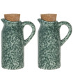 Oil and Vinegar Bottles ceramic green 8x6x14cm