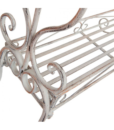 Porte serviette sur pied en fer forgé blanc 65x40x93cm