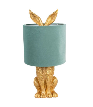 Lampe à poser lapin doré et abat-jour vert 20x20x43cm