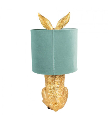 Table lamp gold rabbit and green lampshade 20x20x43cm