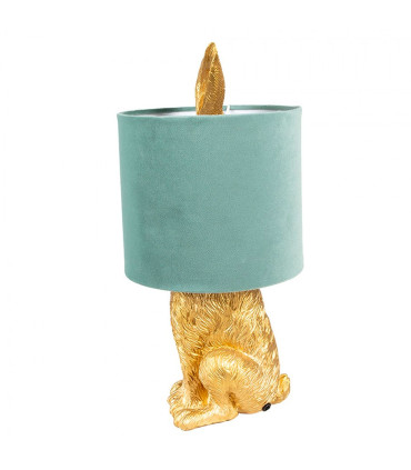 Lampe à poser lapin doré et abat-jour vert 20x20x43cm
