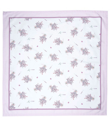 Square tablecloth white and purple 100x100cm