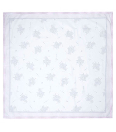 Square tablecloth white and purple 100x100cm