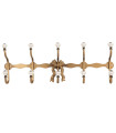 Portemanteau mural métal doré et crochets céramique 50x7x17cm