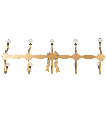 Wall Coat Rack gold metal and ceramic 50x7x17cm