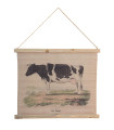 Décoration murale tapisserie jute vache 64x2x53cm