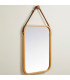 Miroir suspendu bambou + crochet mural 41x33cm