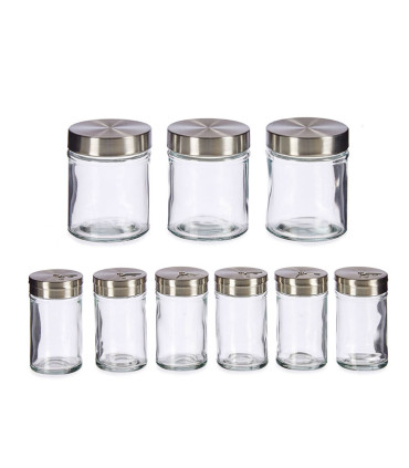 Set of 9 Spice Glass Jars + holder 19x19x23.5cm