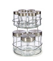 Set of 9 Spice Glass Jars + holder 19x19x23.5cm