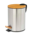 Bathroom bin chrome and bamboo 5L