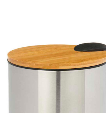 Bathroom bin chrome and bamboo 5L