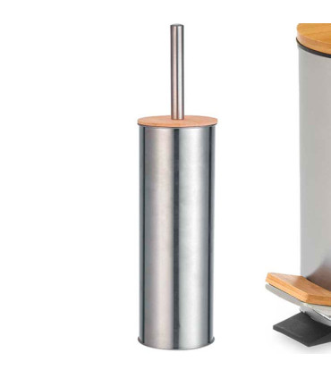 Bathroom bin chrome and bamboo 3L + WC brush