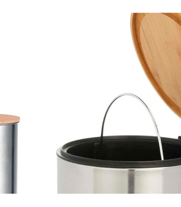 Bathroom bin chrome and bamboo 3L + WC brush