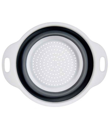Plastic foldable colander grey and white 24.5x20x9cm