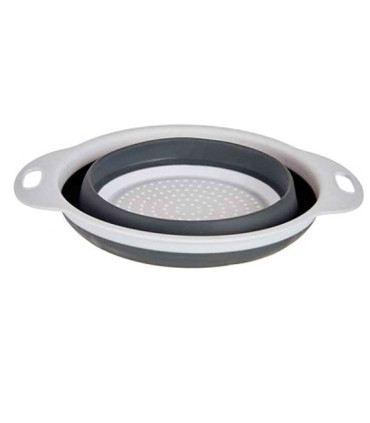 Plastic foldable colander grey and white 24.5x20x9cm