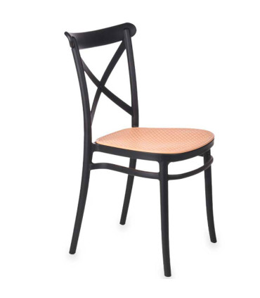 Chaise en plastique noir et beige 51x42x85cm