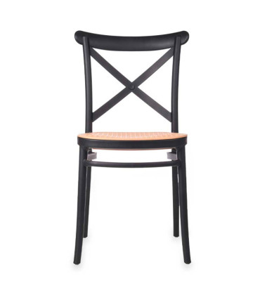 Chaise en plastique noir et beige 51x42x85cm