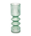Vase design en verre strié vert 8x8x23cm