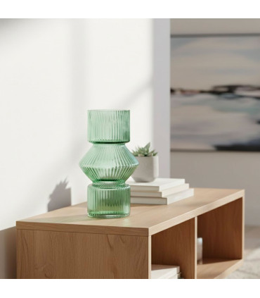 Design Vase green glass 10.5x10.5x17.5cm