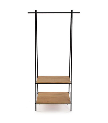 Portant vêtements bois et métal noir 75x45x150cm