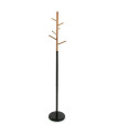 Porte-manteau sur pied rond noir et bois 28x28x171cm